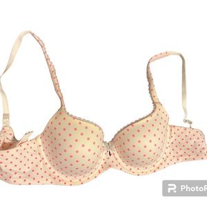 Victoria Secret 34C White and Pink Polka Dot